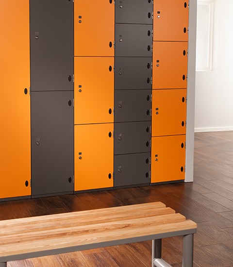 Lockers and bench seating for changing rooms