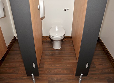Woodgrain toilet cubicles
