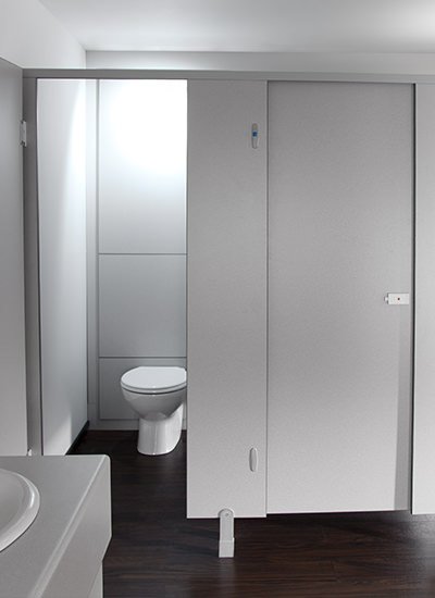Toilet cubicles from the Pennine range in a modern commercial bathroom