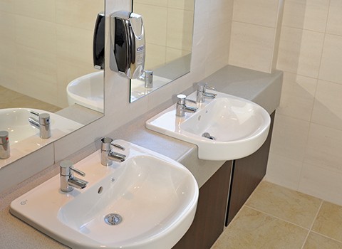 washroom vanity unit and sinks