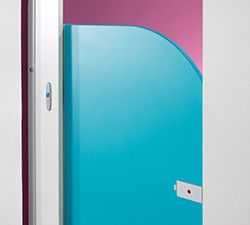 Curved toilet cubicle door