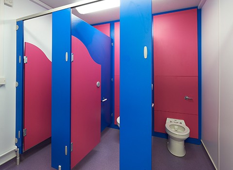 Colourful toilet cubicles for children