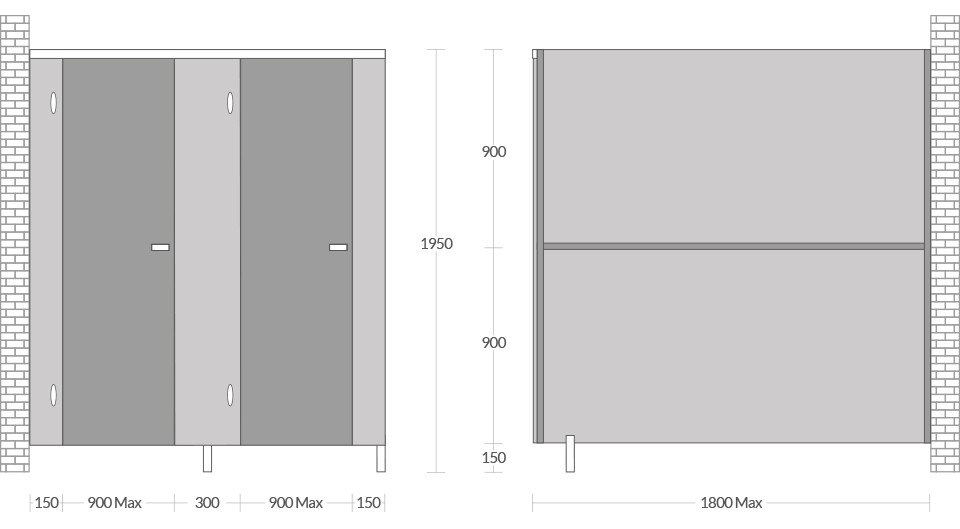 Pendle toilet cubicle dimensions