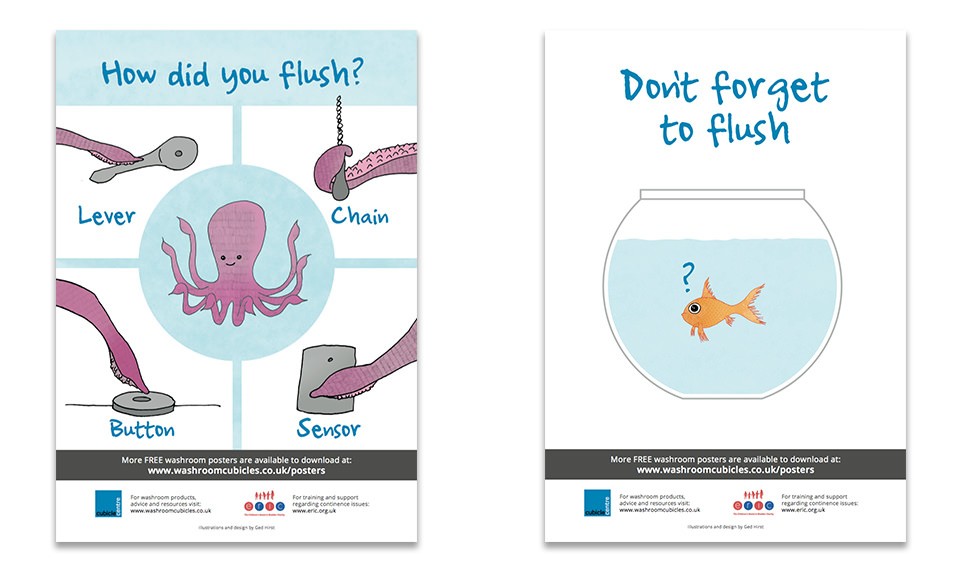 Remind school children to flush with these fun posters