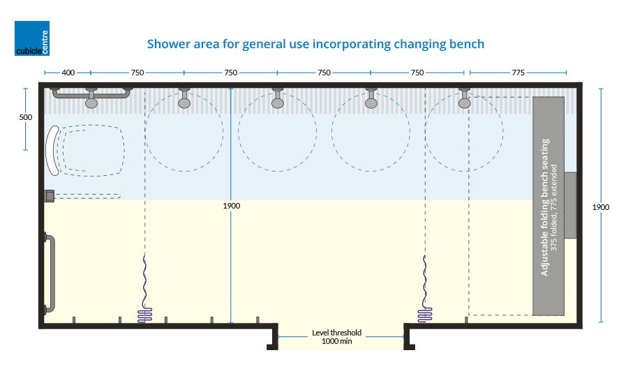 Shower area with chair