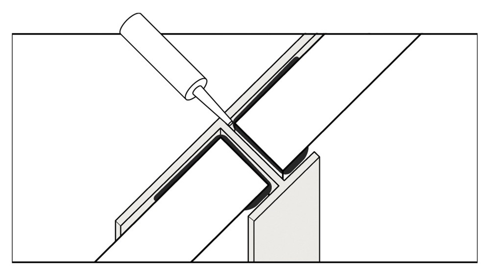 Water proof butt join trim illustration