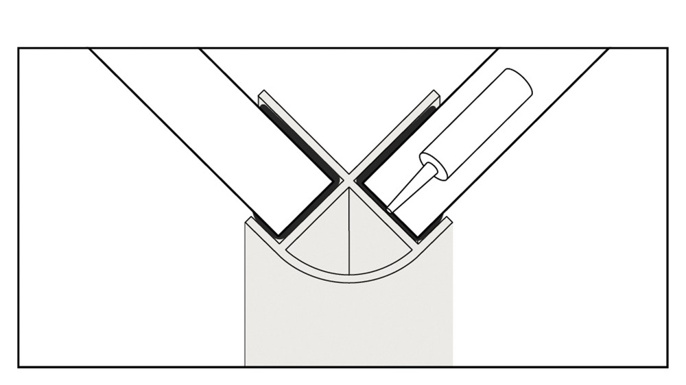 Water proof external trim corner join illustration