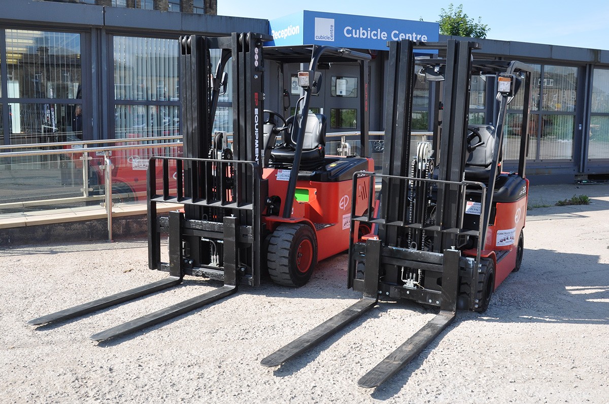 New Forklifts outside the Company Offices New Forklift trucks outside Cubicle Centre