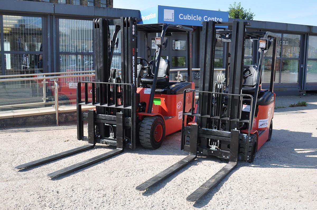 New Forklift trucks outside Cubicle Centre